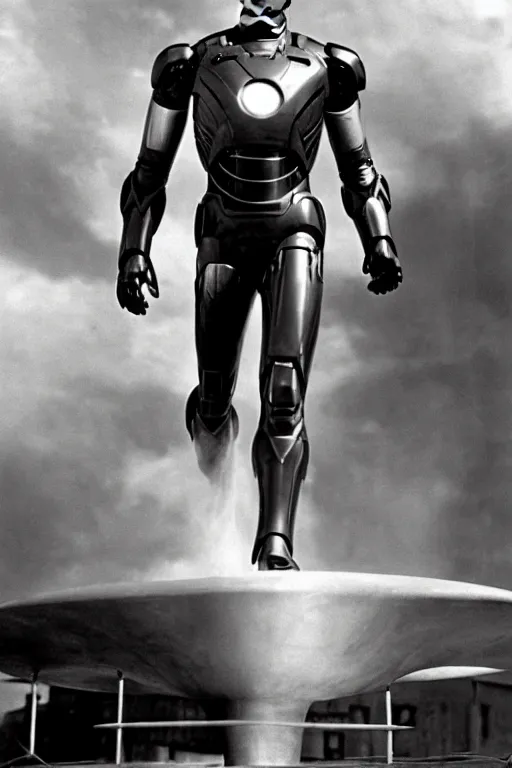 Image similar to cary grant as iron man. superhero movie set in the 1 9 5 0's