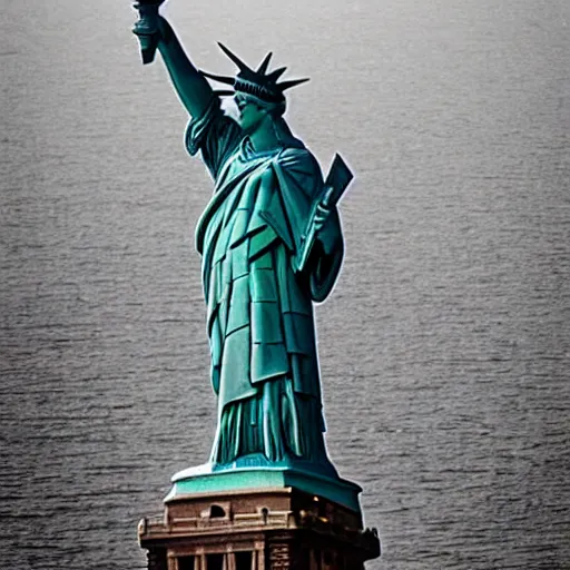 Prompt: the statue of liberty designed by Escher