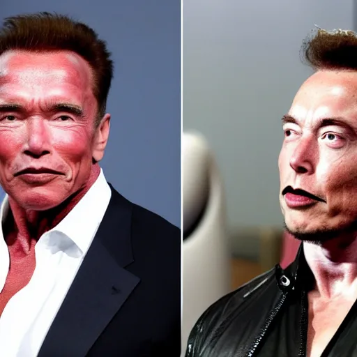 Image similar to body of arnold schwarzenegger with the head of elon musk