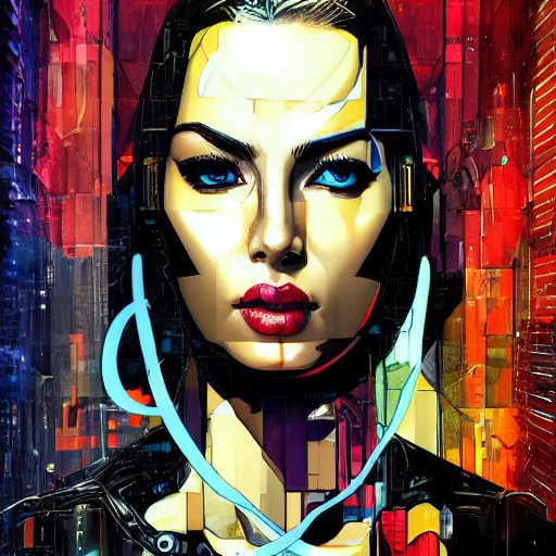 Image similar to portrait of a female android, by MARVEL comics and Sandra Chevrier, HDR