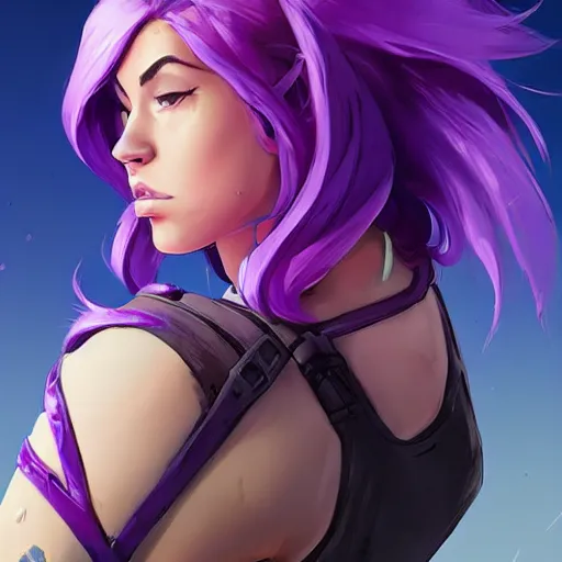 Image similar to beautiful female purple hair fantasy art apex fortnite Video game icon, 2d game art gta5 cover , official fanart behance hd artstation by Jesper Ejsing, by RHADS, Makoto Shinkai and Lois van baarle, ilya kuvshinov, rossdraws