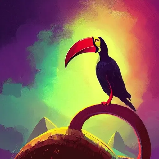 Image similar to anthropomorphic toucan warrior, high fantasy, magical, mythical, digital art, trending on artstation, by alena aenami, by petros afshar, by anton fadeev, by anato finnstark