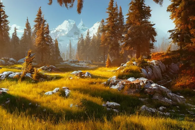 Image similar to a 4 k beautiful scene in early spring showing lively sprigs dslr detailed digital art by ivan shishkin and anton fadeev 4 k hd realism rendered in unreal engine