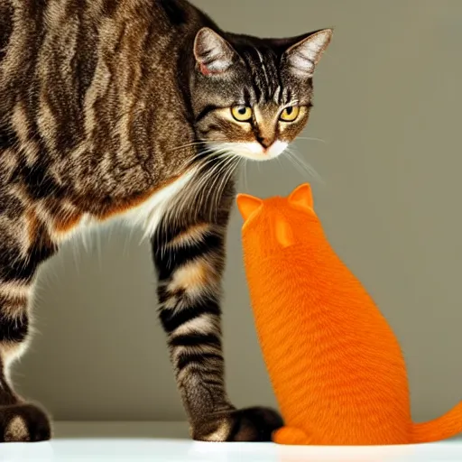 Prompt: a cat standing next to a bottle of medicine. the cat was orange in color and having fluffy fur. animal. digital art. pixabay. shutterstock. smooth.