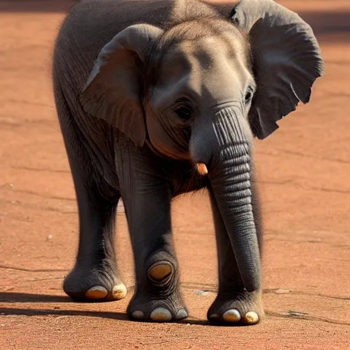 Prompt: baby elephant from south africa, the baby elephant is studying at harvard business school, realistic, detailed