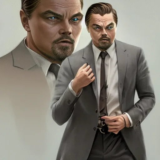 Prompt: full figure ultra realistic illustration, leonardo dicaprio as business man, intricate, elegant, highly detailed, digital painting, artstation, concept art, smooth, sharp focus, illustration, art by artgerm and greg rutkowski and alphonse mucha