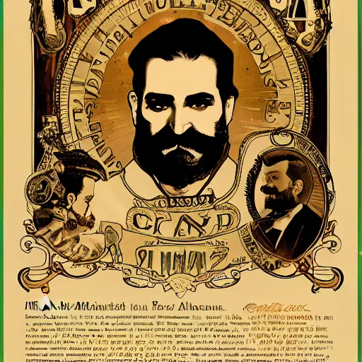 Image similar to a detailed portrait most wanted poster ted cruz dressed like santa ana as an old west bandit, long twirling moustache, by alphonse mucha and albert bierstadt and thomas moran and charles russel, god rays, intricate detail, cinematic, 8 k, featured on artstation, pixiv