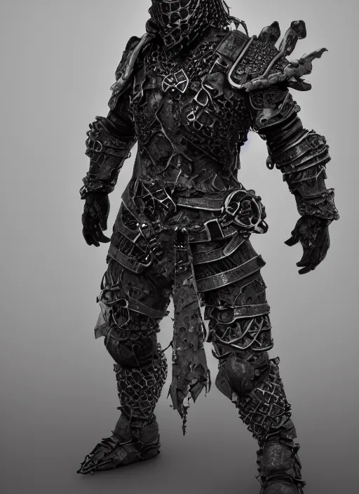 Image similar to а fantasy Proto-Slavic mythology, zombie in chain mail armor inspired blizzard games, full body, detailed and realistic, 4k, trending on artstation, octane render