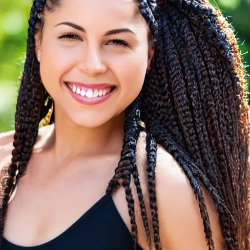 Prompt: latina woman with braids smiling