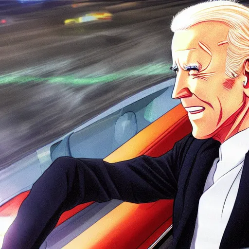 Image similar to biden initial d drift, anime