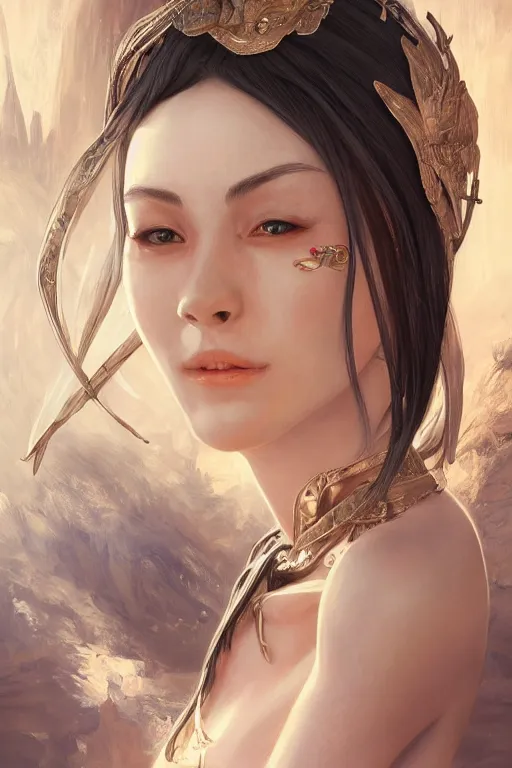 Image similar to !dream Portrait of beautiful smiling Ultra realistic illustration, beautiful alluring female dark elf woman, prioress, fantasy, intricate, elegant, highly detailed, digital painting, artstation, concept art, smooth, sharp focus, illustration, art by Yintion J , Jiang Geping and artgerm and greg rutkowski and alphonse mucha.