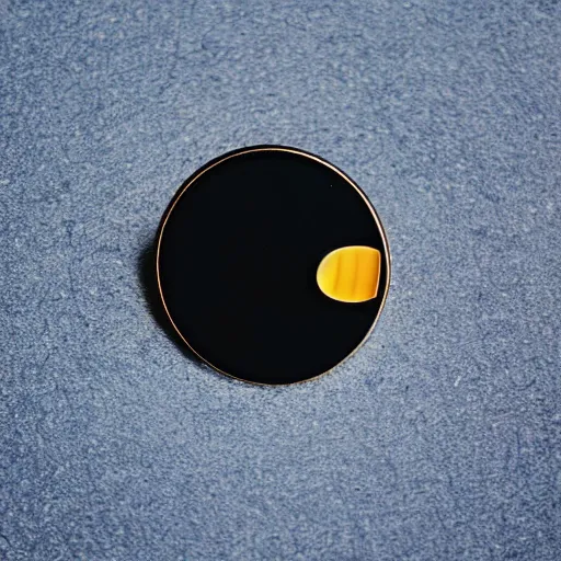 Image similar to a photo of a retro enamel pin of a black hole, studio lighting, behance