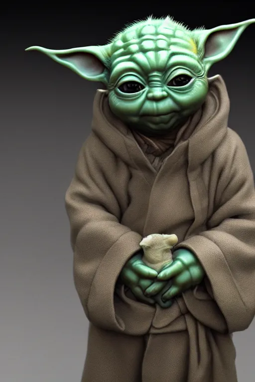 Prompt: digital masterpiece illustration concept art of porcelain statue of doge as baby yoda, extremely detailed and intricate complexity, epic composition, magical atmosphere, cinematic lighting, wide long shot, trending on artstation, 8 k