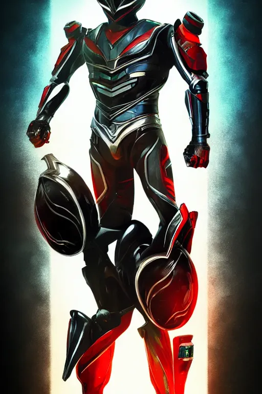 Prompt: poster of a kamen rider rx with japanese armor and helmet, symmetrical, art by greg rutkowski, matte painting, trending on artstation