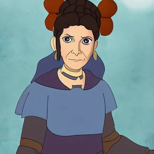 Image similar to Carrie Fisher in Avatar: the last airbender, designed by Bryan Konietzko