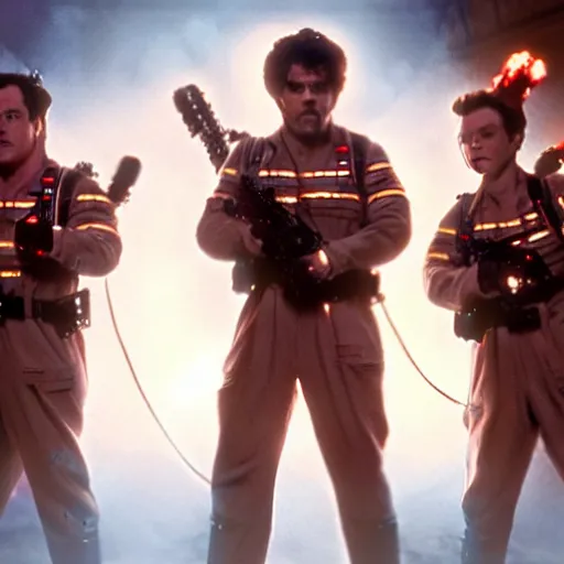 Image similar to stunning awe inspiring peter dinklage as a ghostbuster in the movie ghostbusters, movie still 8 k hdr atmospheric lighting