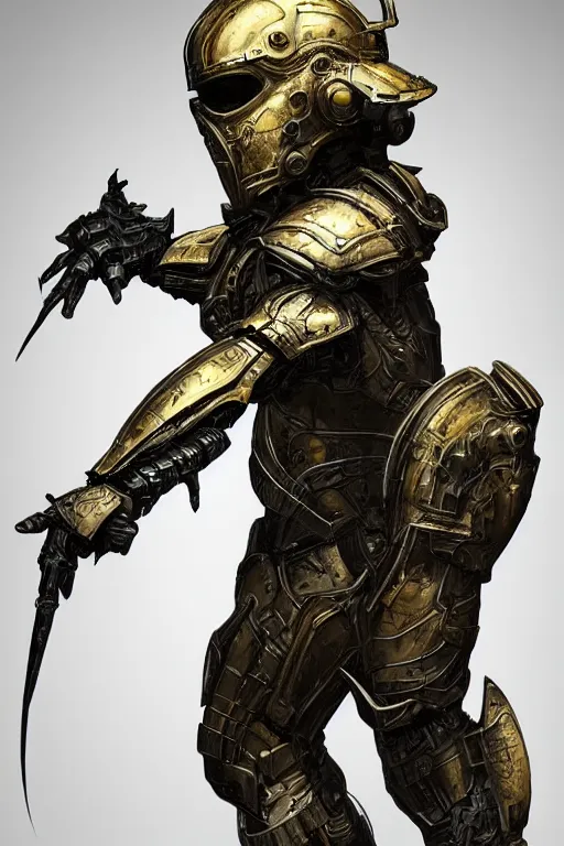 Image similar to realistic render portrait of an intricate armor and helmet, intricate, dystopian toy, sci-fi, extremely detailed, digital painting, sculpted in zbrush, artstation, concept art, smooth, sharp focus, illustration, chiaroscuro lighting, golden ratio, incredible art by artgerm and greg rutkowski and Arsen Asyrankulov and ruan jia