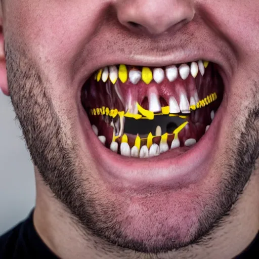 Image similar to man completely covered in human teeth