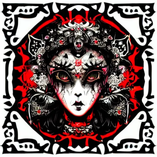 Image similar to baroque bedazzled gothic royalty frames surrounding a pixelsort emo demonic horrorcore japanese yokai doll, low quality sharpened graphics, remastered chromatic aberration spiked korean bloodmoon sigil stars draincore, gothic demon hellfire hexed witchcore aesthetic, dark vhs gothic hearts, neon glyphs spiked with red maroon glitter breakcore art by guro manga artist Shintaro Kago