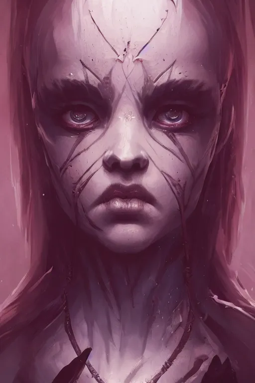 Image similar to a demon girl, flawless symmetrical face, greg rutkowski, 8 k, shallow depth of field, intricate detail, concept art,