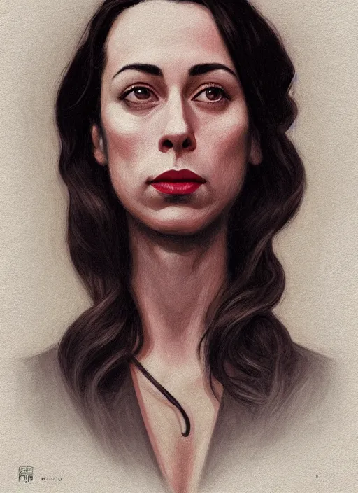 Image similar to twin peaks movie poster art, portrait of oona chaplin, from scene from twin peaks, clean, simple illustration, nostalgic, domestic, highly detailed, digital painting, artstation, concept art, smooth, sharp focus, illustration, artgerm, donato giancola, joseph christian leyendecker, wlop