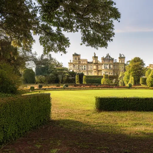 Image similar to landscape photograph of a large victorian palace with gardens. Detailed
