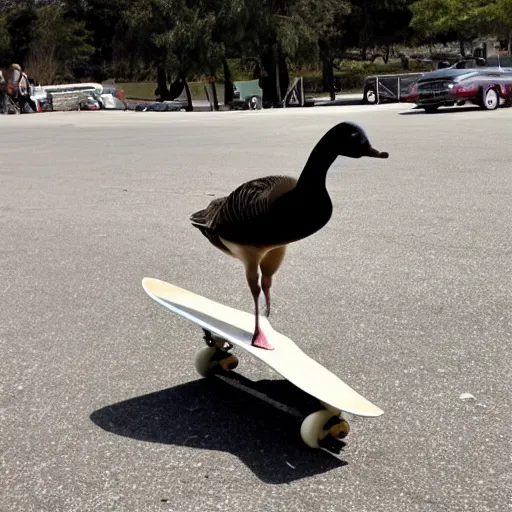 Prompt: goose skateboarding