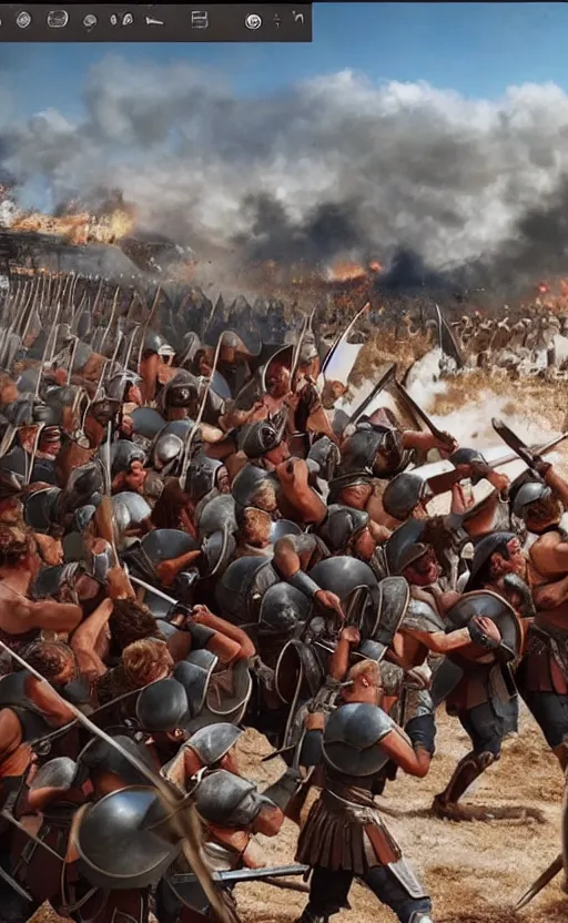 Image similar to gopro footage of the battle of troy, hyperrealistic, unreal engine