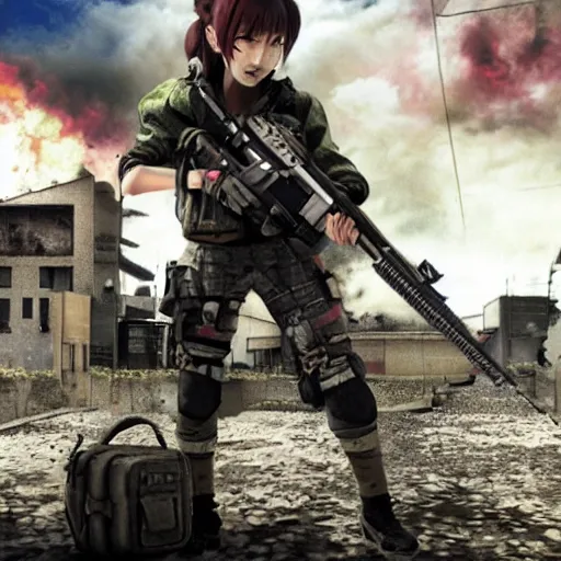 Prompt: inaba tewi in modern warfare 2 cover