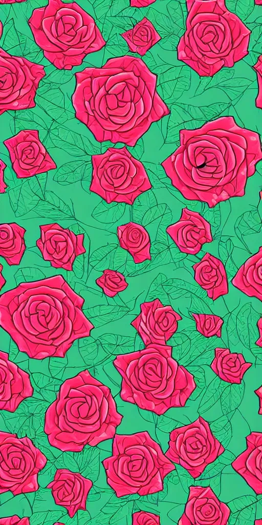 Image similar to seamless pattern of beautiful roses with leaves and throns, colourful, symmetrical, repeating 35mm photography