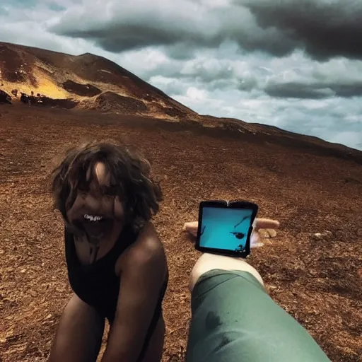 Prompt: Last selfies on earth, apocalypse