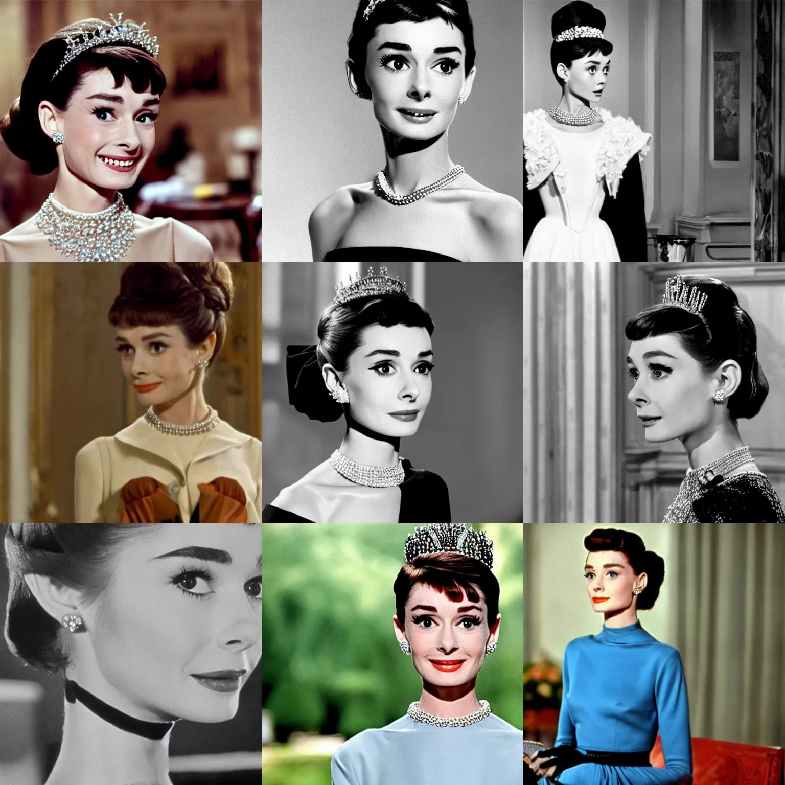 Prompt: film still of audrey hepburn as anne hathaway in princess giaries