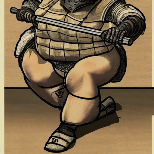 Image similar to faceless, tetsubo wielding masked female shugoki squatting, o - yoroi, kabuto, forhonorgame, rubenesque, ukiyo - e, cgsociety