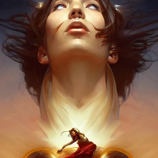 Image similar to soul reaching heaven , dramatic light, highly detailed, digital painting, artstation, concept art, sharp focus, illustration, art by artgerm and greg rutkowski and alphonse mucha