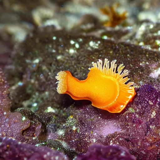 Prompt: close-up of a sea slug in its habitat