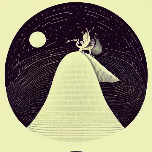 Image similar to a wandering mind, logo, simple white background victo ngai, kilian eng