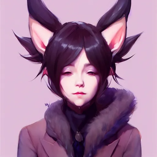 Image similar to character design portrait of a beatiful anthropomorphic furry dragon girl with dragon ears, wearing a suits, looking at the camera, 4 k, concept art, by wlop, wenjun lin, watercolor, ilya kuvshinov, artgerm, krenz cushart, pixiv.