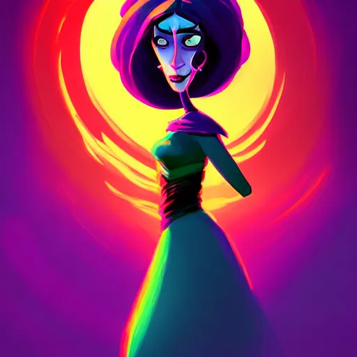 Prompt: curled perspective digital art of a dark hair woman wearing a kufiyya by anton fadeev from nightmare before christmas