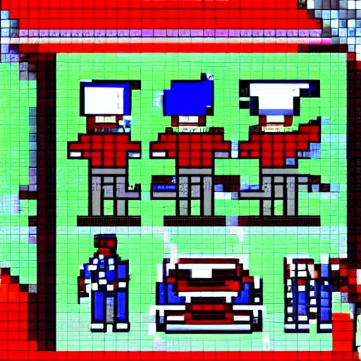 Image similar to pixel art video game of donald trump getting arrested by fbi