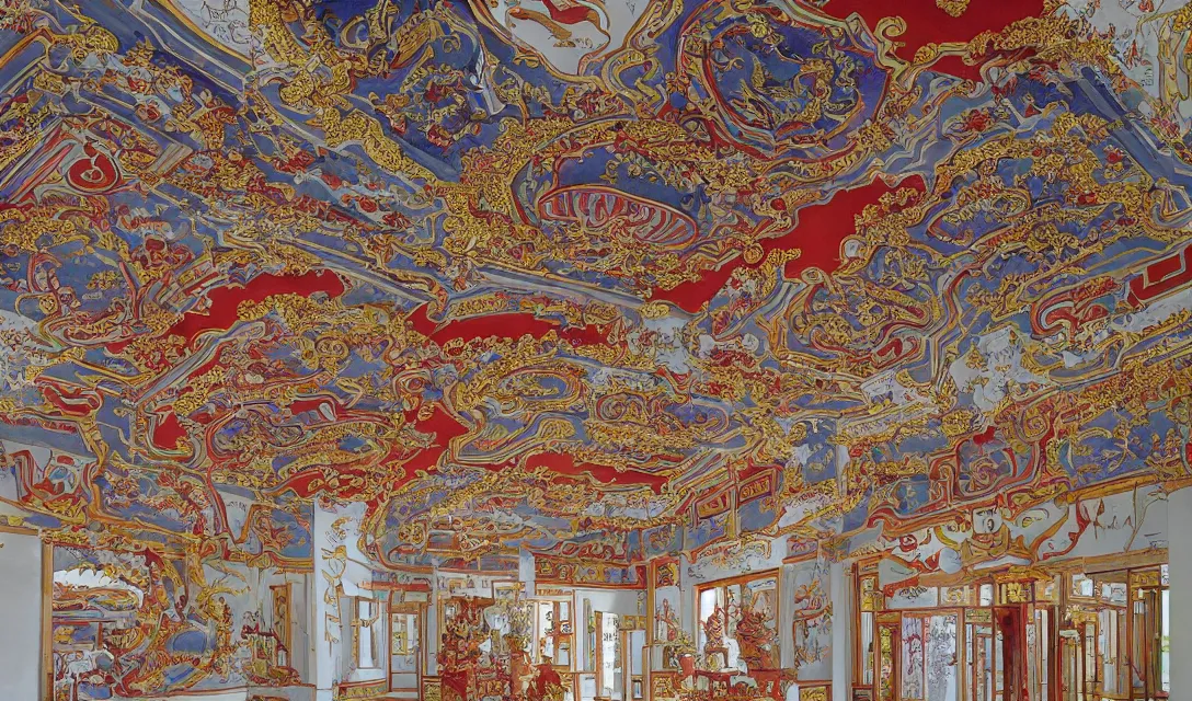 Prompt: symmetry!!! gorgeous chinese palace group, by stuio ghibli