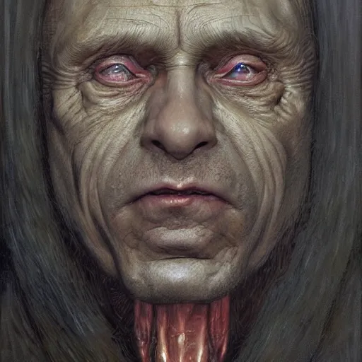 Prompt: vladimir putin, gremlin, macabre by donato giancola and greg rutkowski and wayne barlow and zdzisław beksinski, realistic face, digital art