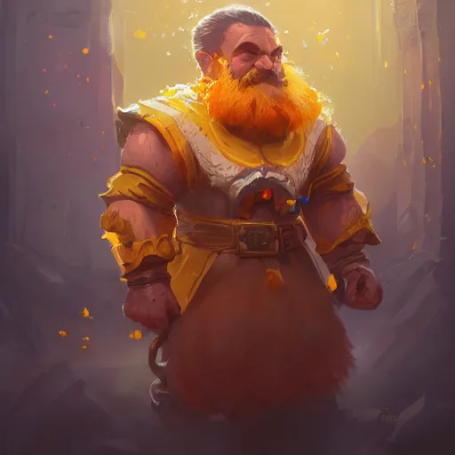 Image similar to a dwarf mage, yellow theme, bright art masterpiece artstation. 8 k, sharp high quality artwork in style of jose daniel cabrera pena and greg rutkowski, concept art by tooth wu, blizzard warcraft artwork, hearthstone card game artwork, mage