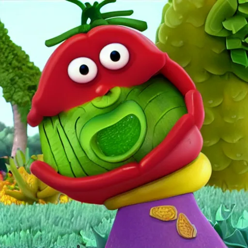 Prompt: veggie tales bumbleeberg concept art