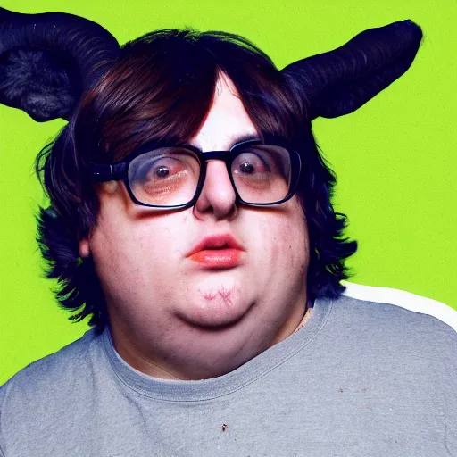 Image similar to andy milonakis as a goat, goat body, human head, anthropomorphic, 4 k, photorealistc, high details