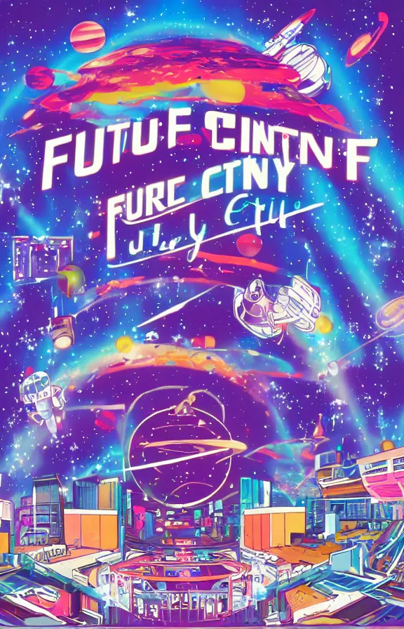 Image similar to future funk space city