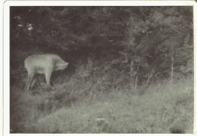 Prompt: a polaroid photo of a cryptid