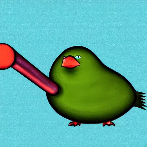 Prompt: fat bird with two pipes coming out of its head steam coming out of each pipe, by ken sugimori, digital painting