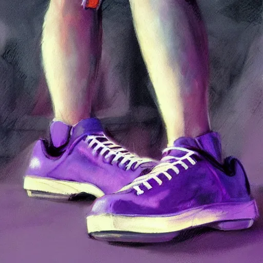 Prompt: purple climbing shoes, by Craig mullins, Steve Purcell, Ralph McQuarrie. Design. Fashion. Trending on artstation. Centered image, no background