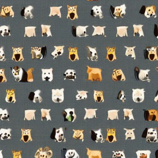 Prompt: a pattern of dogs and cats, vintage style