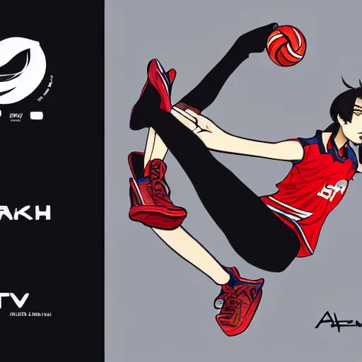 Image similar to shirt art, logo graphic design, frame around picture, manga style, realistic lighting, futuristic solid colors, made by ilya kuvshinov, sold on sukebannyc, from arknights, female beach volley player, elegant, round eyes, sport clothing, sneaker shoes, simple red background